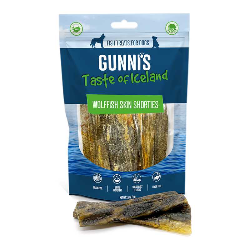 Gunni's All - Natural Omega - Rich Wolffish Skin Shorties for Dogs