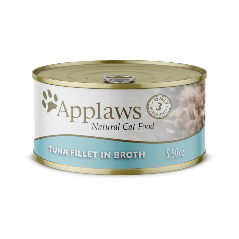 Applaws Natural Canned Wet Cat Food - Tuna Fillet in Fish Broth, Pack of 24 Cans