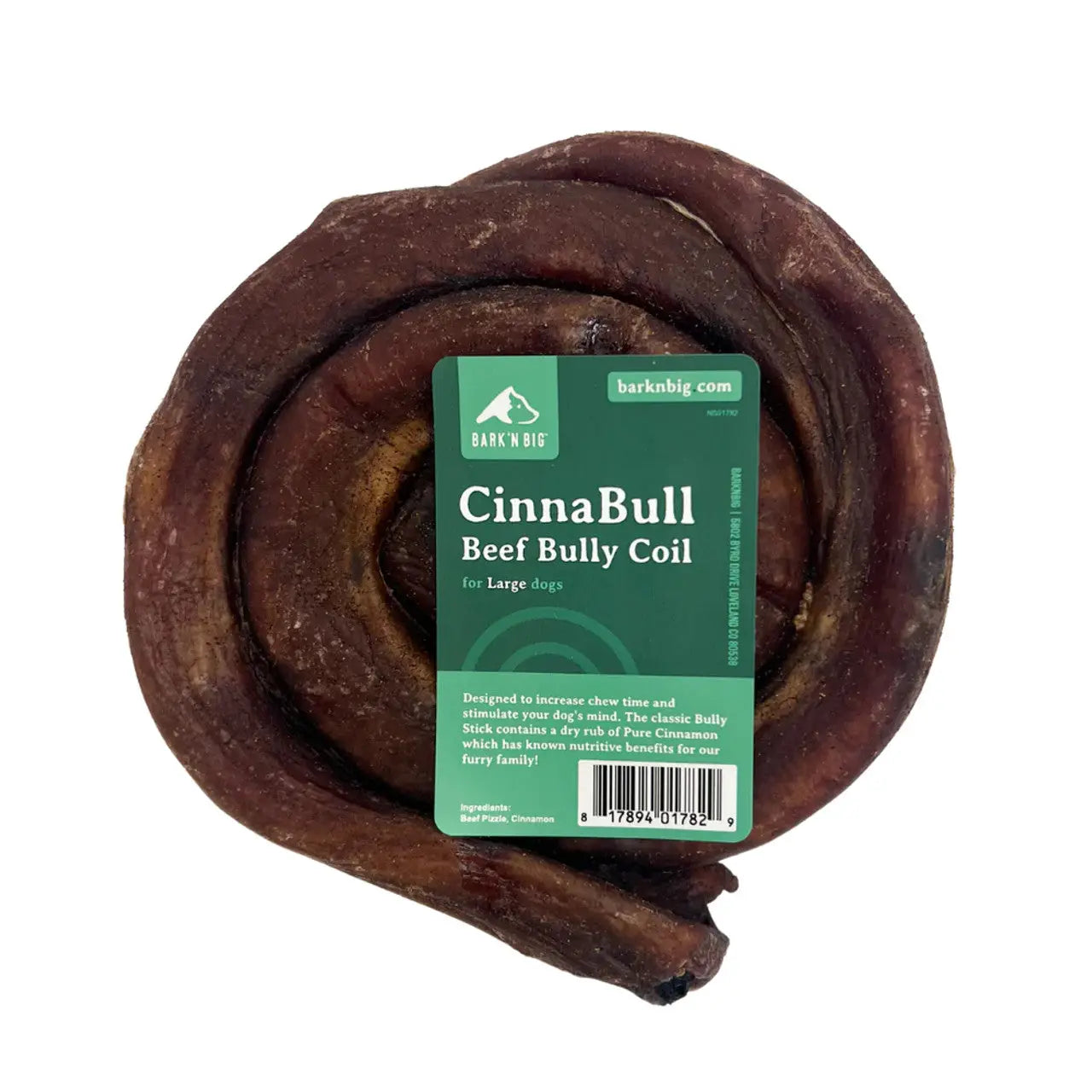 BarkNBig CinnaBull Single-Pack Bully Coil Dog Treats - Aromatic & Long-Lasting