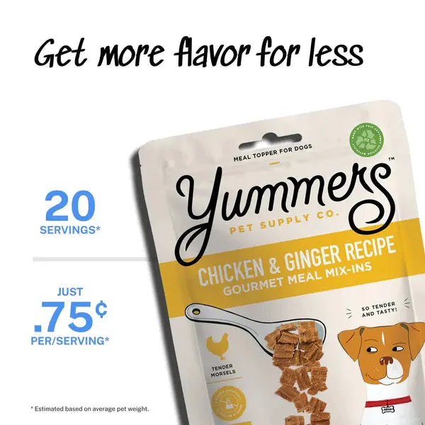 Yummers Premium Gourmet Chicken & Ginger Recipe Meal Mix-in Dog Food Topper, 5 oz Package
