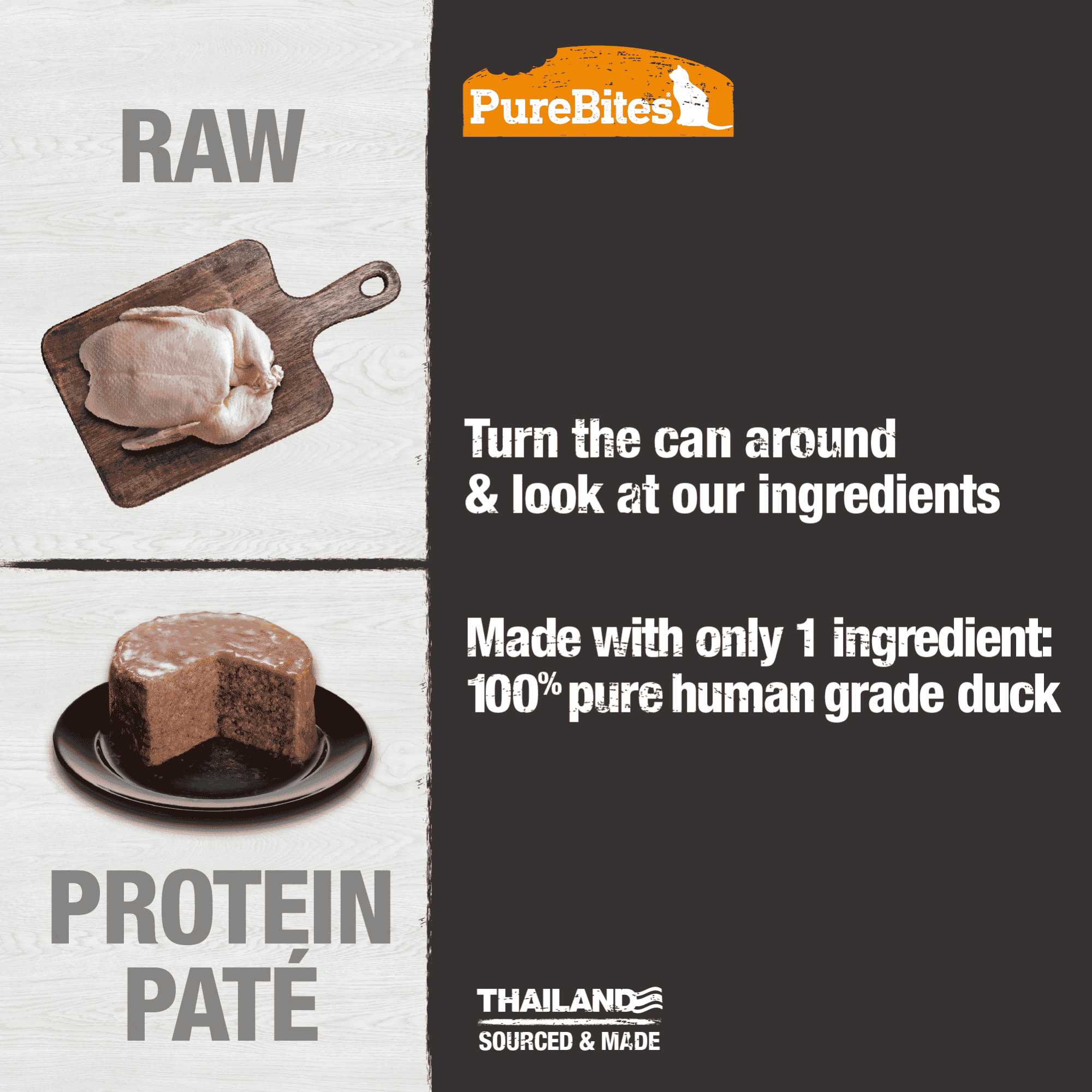 PureBites 100% Pure Duck Protein Pate Cat Food, 12 Cans of 2.5 oz