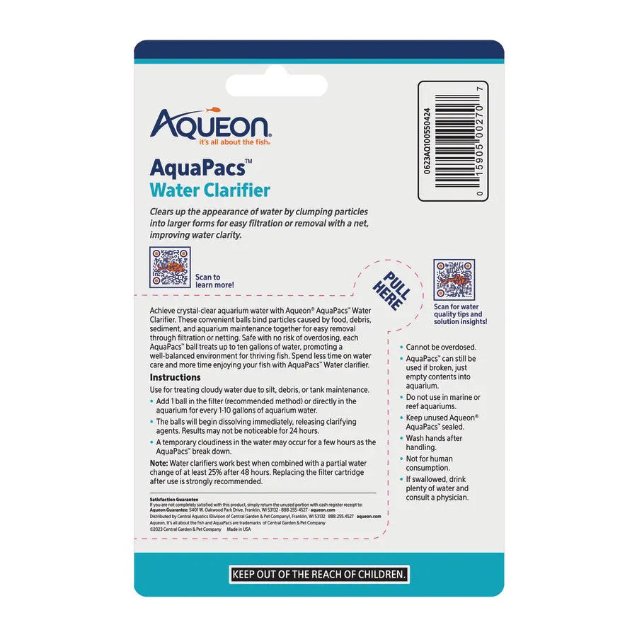 Aqueon Brand AquaPacs Style Aquarium Water Clarifier for Crystal - Clear Water