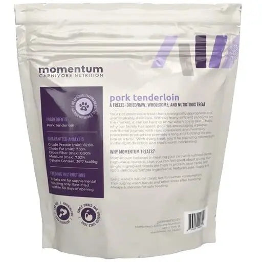 High - Quality Momentum Carnivore Nutrition Freeze - Dried Raw Pork Tenderloin Treats for Dogs, 3.5 Ounces