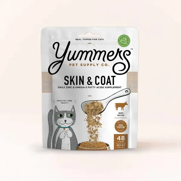 Yummers Delicious Beef Flavored Skin & Coat Aid Supplement Mix-in for Cat Food Topper, 4 Ounce