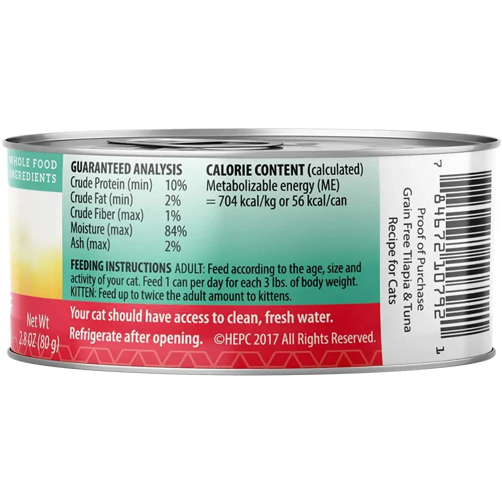Health Extension Grain-Free Canned Cat Food: 24 Cans of 2.8 oz Tilapia and Tuna