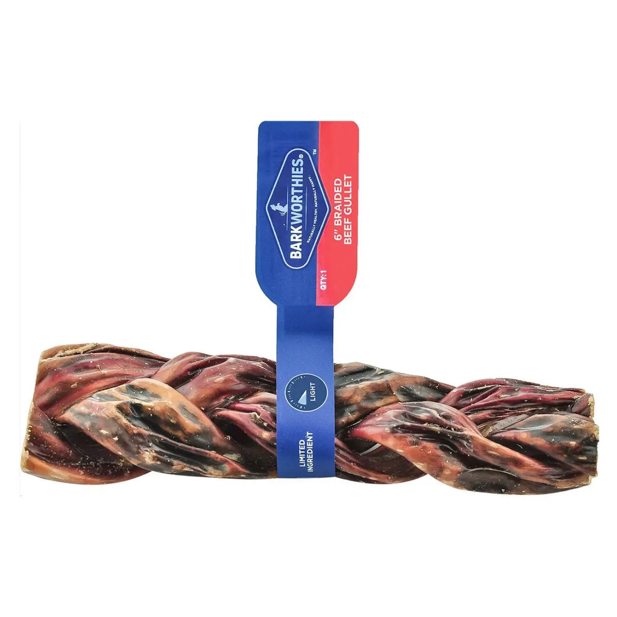 Barkworthies 6-Inch Braided Beef Gullet Premium Dog Chew Treat