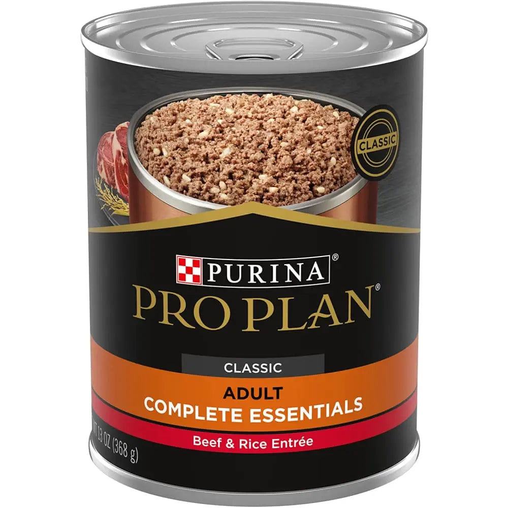 Purina Pro Plan Complete Essentials Classic Adult Wet Dog Food - Beef and Rice Entree, 12 / 13 oz Cans Pack
