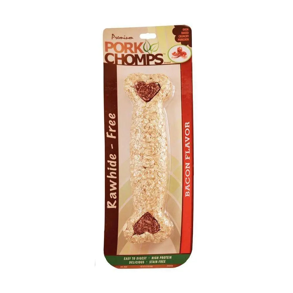 8 - Inch Single - Count Pork Chomps™ Bacon - Flavored Baked and Crunchy Bone - Shaped Dog Treats