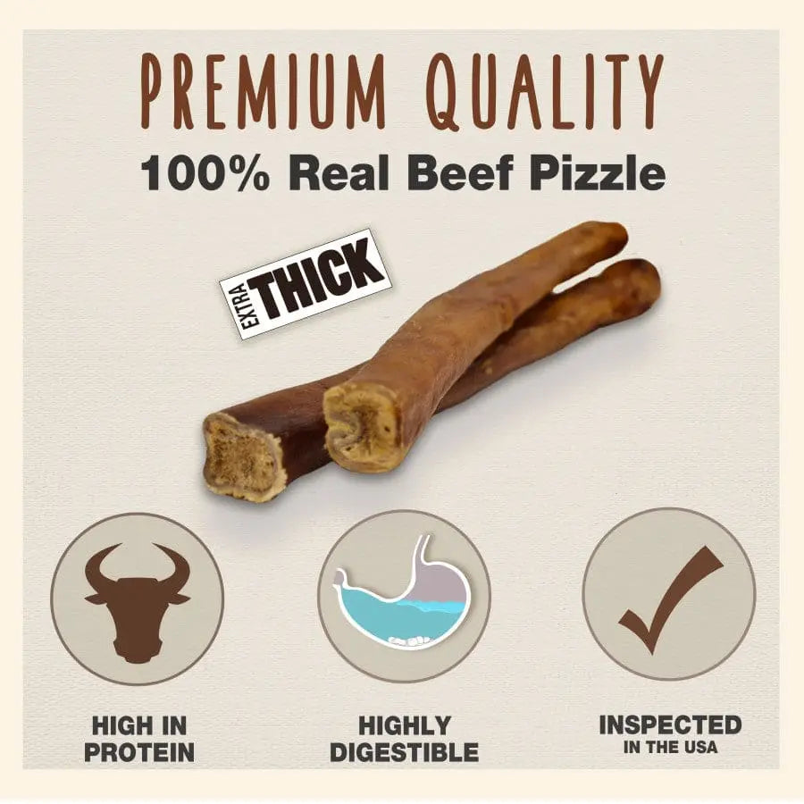 Cadet Premium Slow - Roasted 100% Real Beef Bully Sticks for Dogs