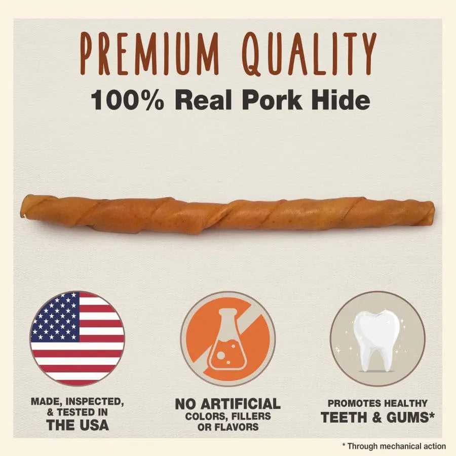 Cadet® Premium 10-Inch Pork Hide Roll Dog Treats for Canine Delight