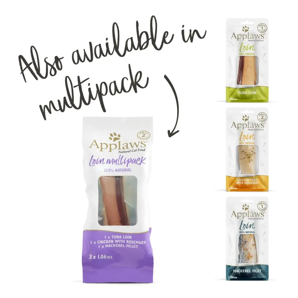 Applaws Premium Natural Cat Treats - 12-Pack of 1.06oz Whole Mackerel Loins