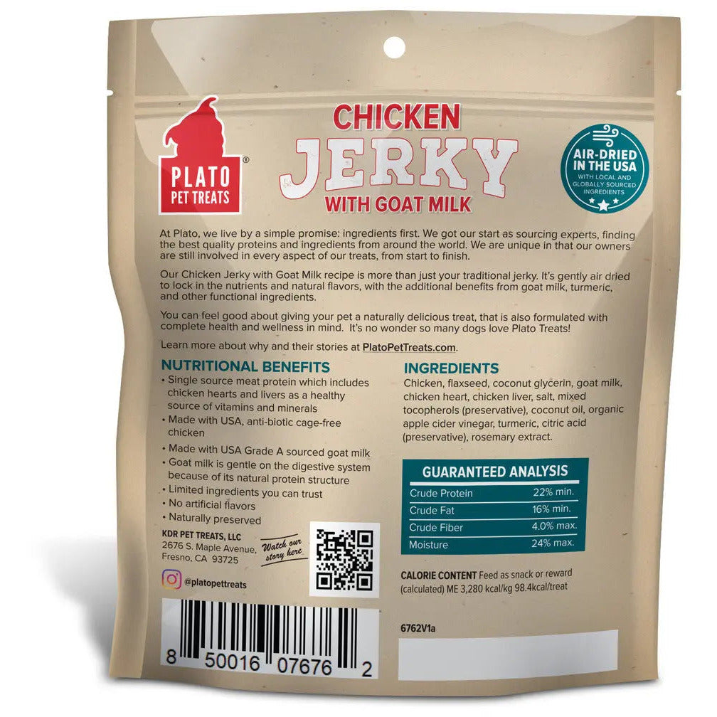 Plato USA Grade A Goat's Milk Chicken Jerky Pet Treats