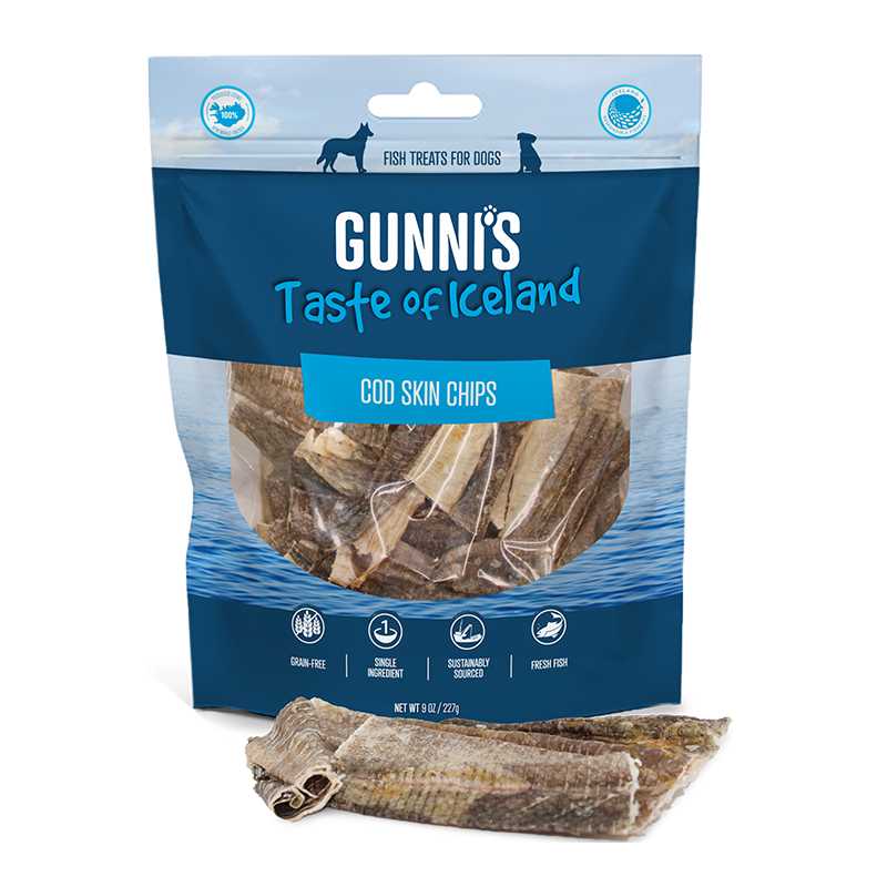 Gunni's All - Natural, Grain - Free Omega - Rich Cod Skin Chips as Premium Dog Treats, 9.0oz