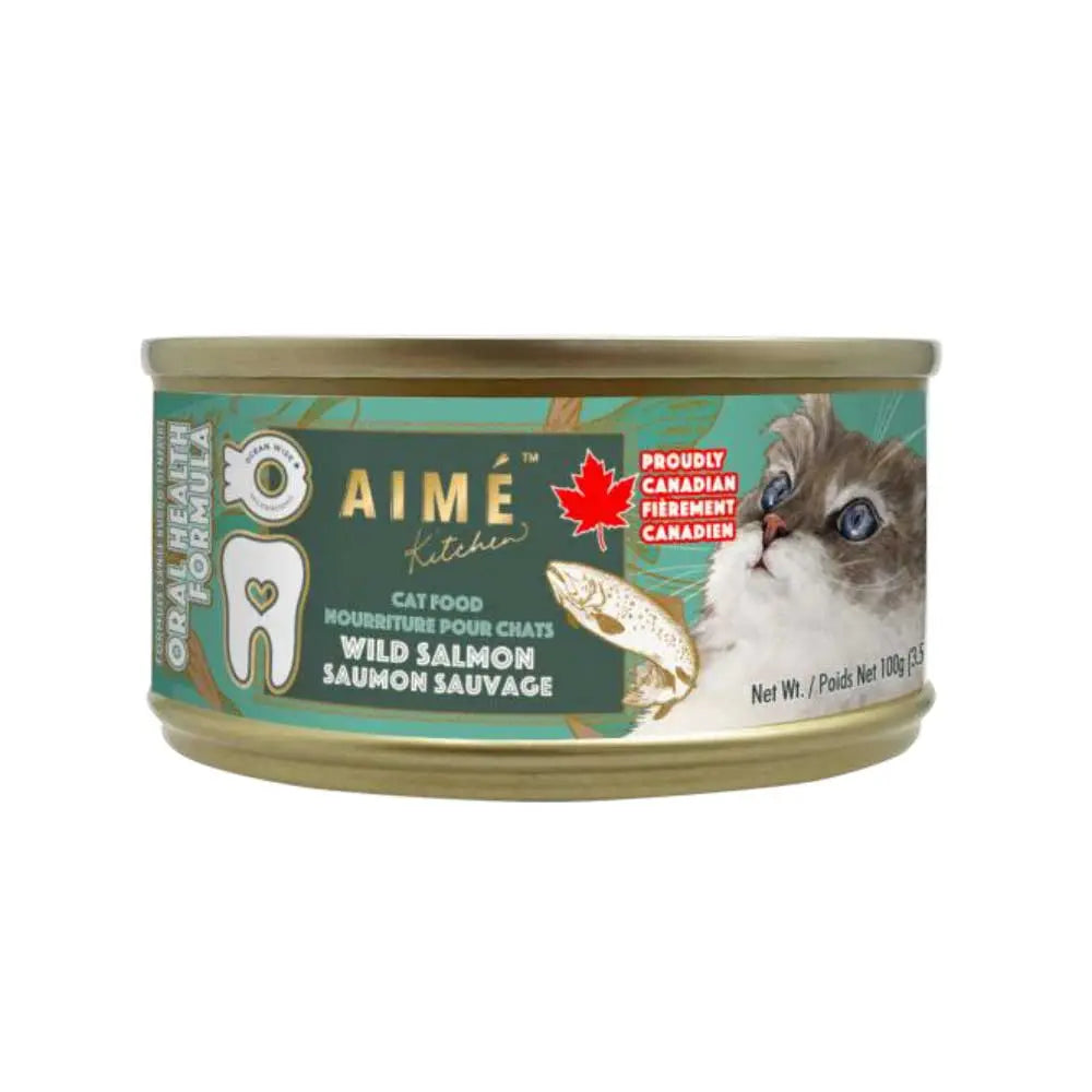 Aime Kitchen Oral-Healthy Minced Wild-Caught Salmon Wet Cat Food, 24 Pack of 3.5oz