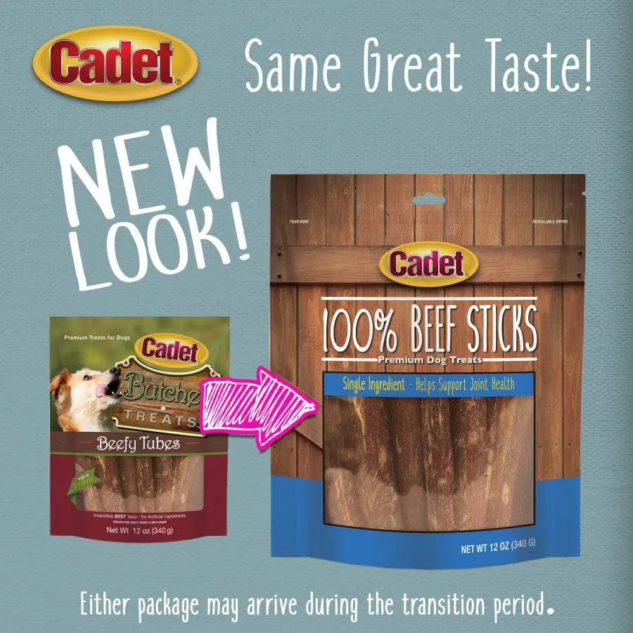 12 oz Cadet All - Natural Beef Esophagus Sticks, Ideal Dog Chew Treats
