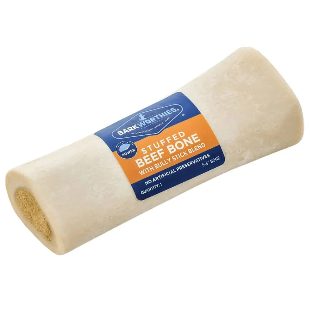 Barkworthies Premium Stuffed Shin Bone for Dogs - A Healthy Chewing Delight