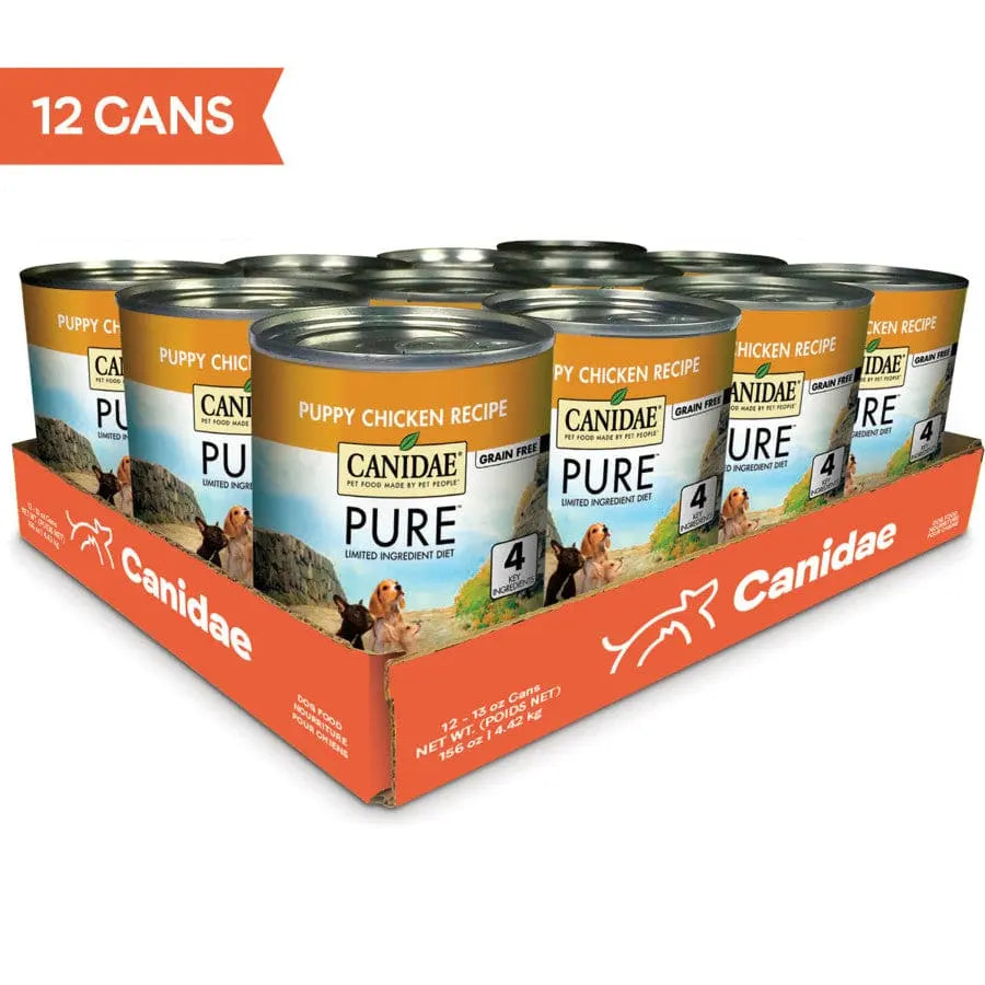 CANIDAE PURE Grain-Free Foundations Chicken Flavor Wet Dog Food for Puppies, Pack of 12 Cans, 13 Ounces Each