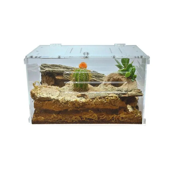 Large Transparent Acrylic Two-Way Enclosure for Reptile Breeding Terrarium Cage Tank