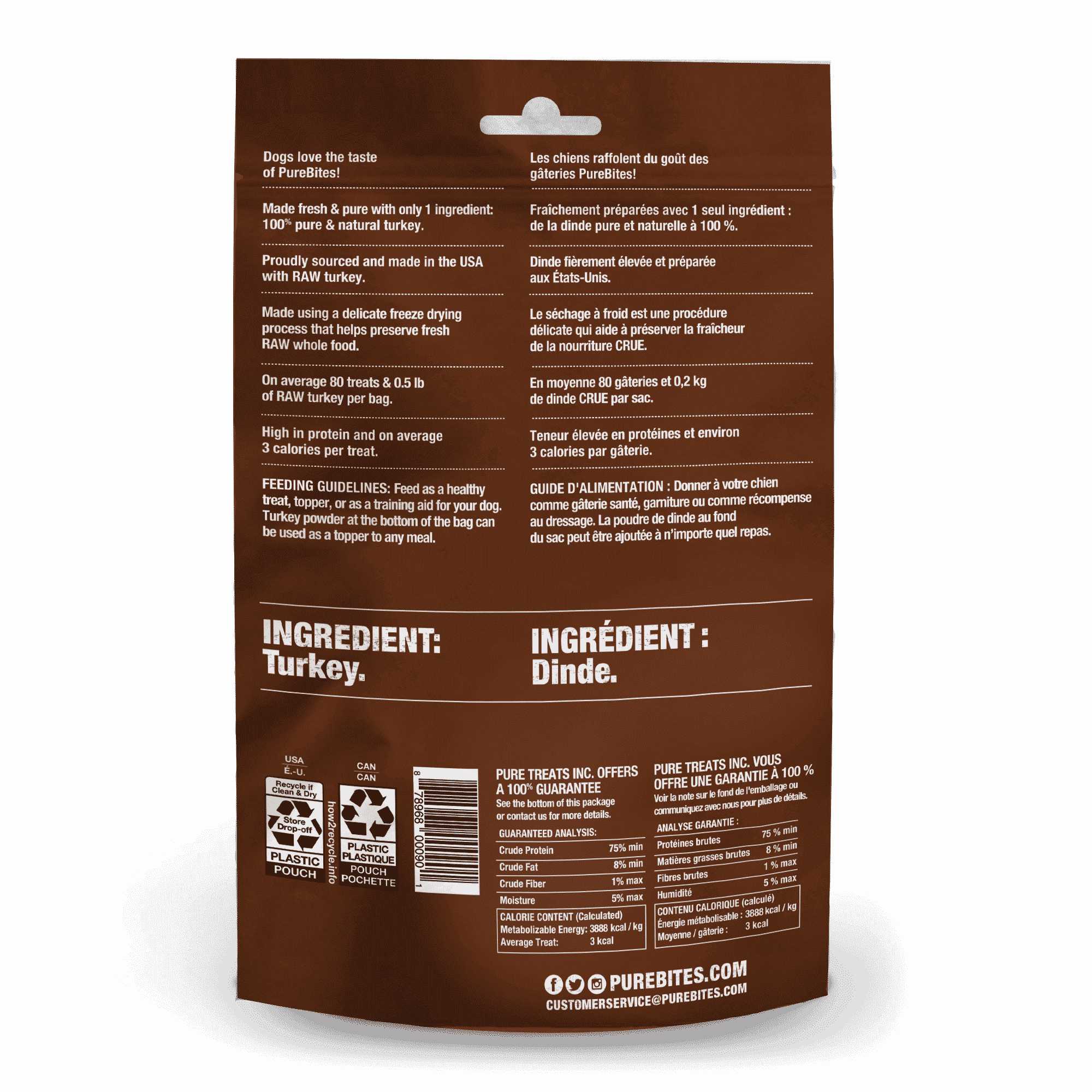 PureBites 2.47 oz Freeze - Dried Turkey Breast Dog Treats, 100% Pure