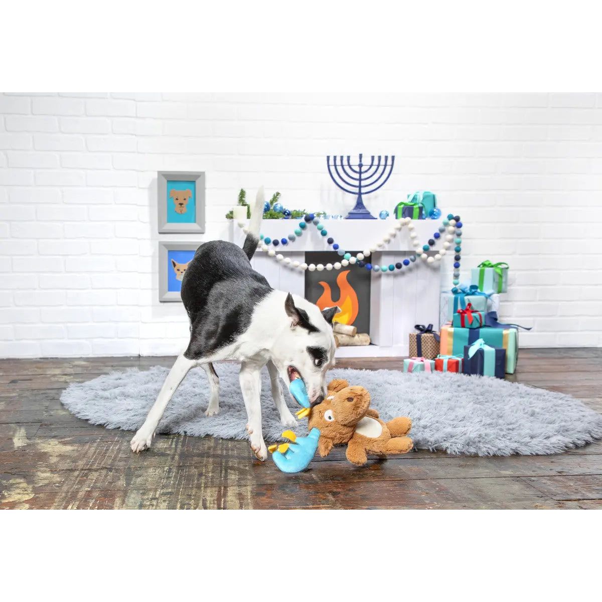 BARK Festive Menorah Moose Durable Dog Toys for Shredding Fun