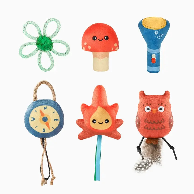 Hugsmart 6-Pack Catnip-Infused Indoor Camping Cat Toys for Playful Kitties