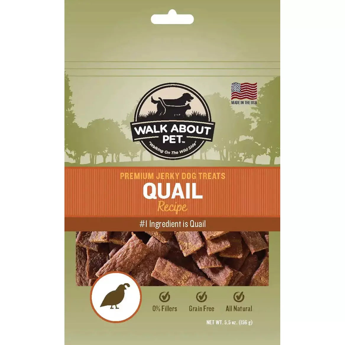 Walk About Pet Moist Quail Jerky - Grain & Gluten - Free Dog Treats