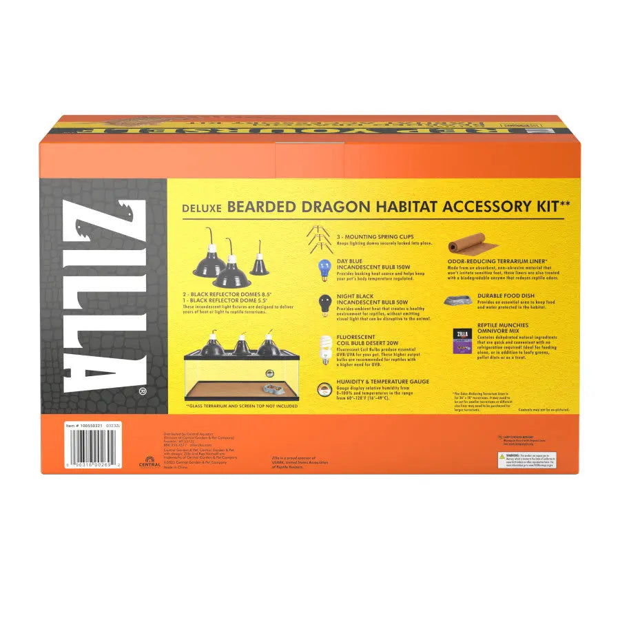 Zilla Complete Bearded Dragon Habitat Setup Accessory Kit