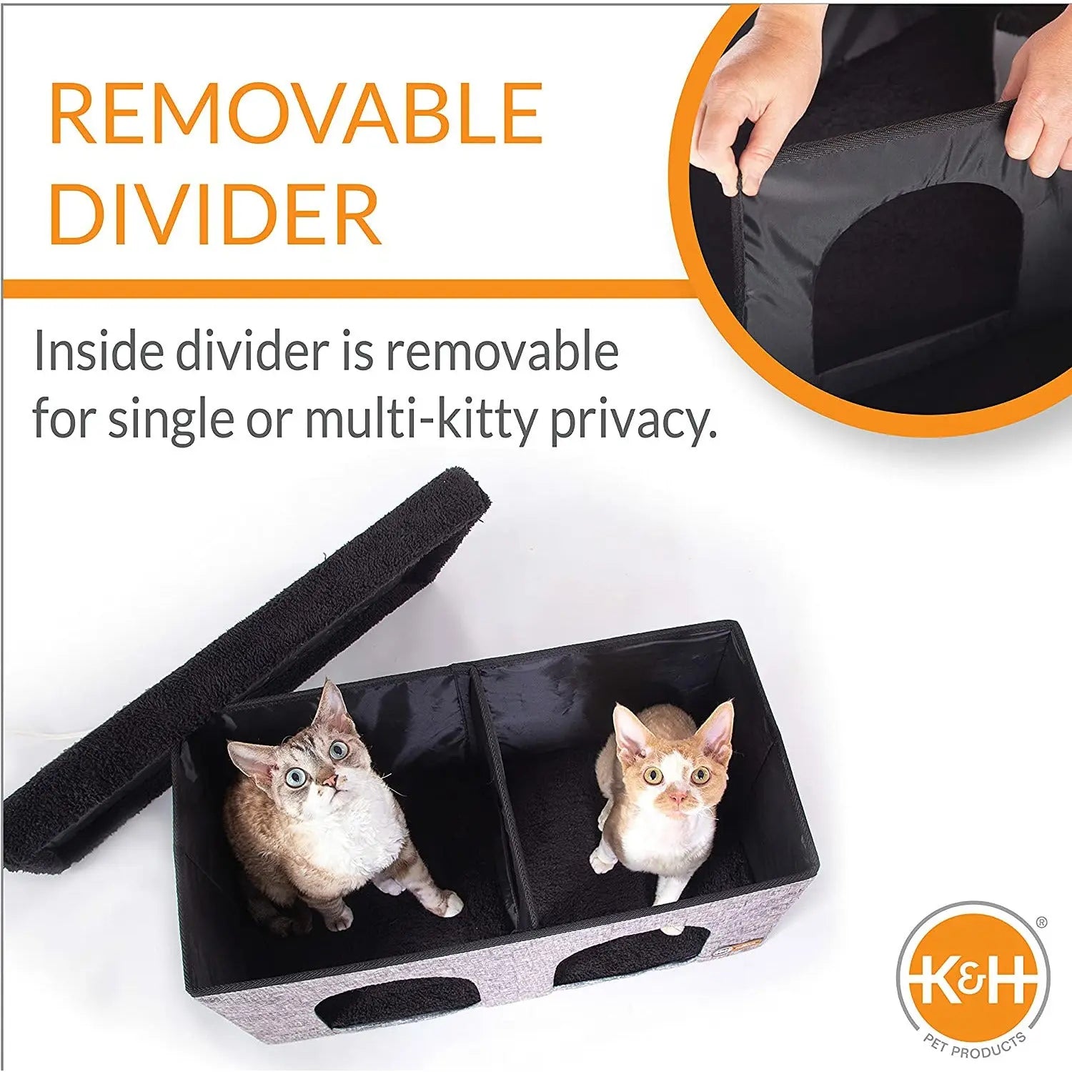 Stylish Gray Thermo-Kitty Duplex, 12 x 24 x 12 4W - Ideal Cat Shelter