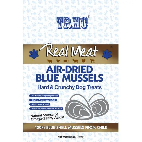 The Real Meat Company Premium Air - Dried Chilean Blue Mussels Crunchy Treats for Dogs, 5 Ounce Package