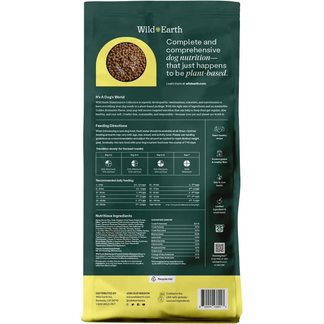 Wild Earth Vegan Maintenance Dog Food: Golden Rotisserie Flavor for Allergy Relief