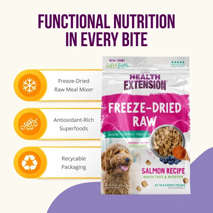 Health Extension Freeze - Dried Superbites Raw Salmon Mixer for Canine Delights