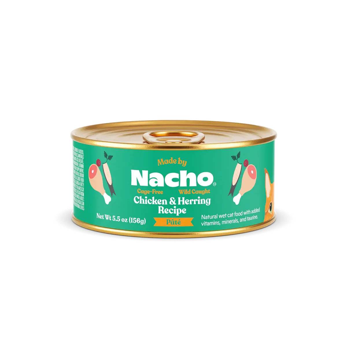Made by Nacho's Gourmet Wild-Caught Chicken and Herring Blend Grain-Free Pate Wet Food for Cats
