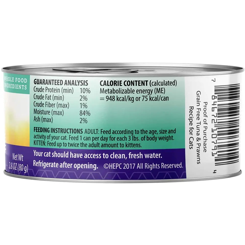 Health Extension Premium Grain-Free Canned Cat Food with Tuna and Ocean Prawns, 24 Cans of 2.8 oz Each