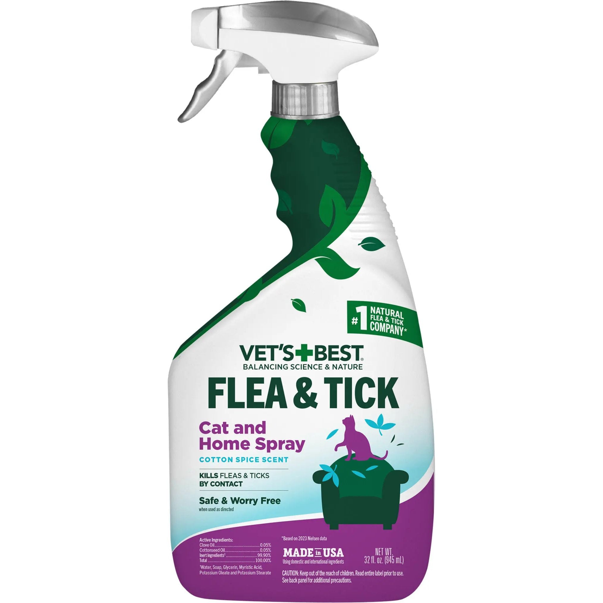 Vet's Best Cotton Spice Scented Flea & Tick Spray for Cats and Homes