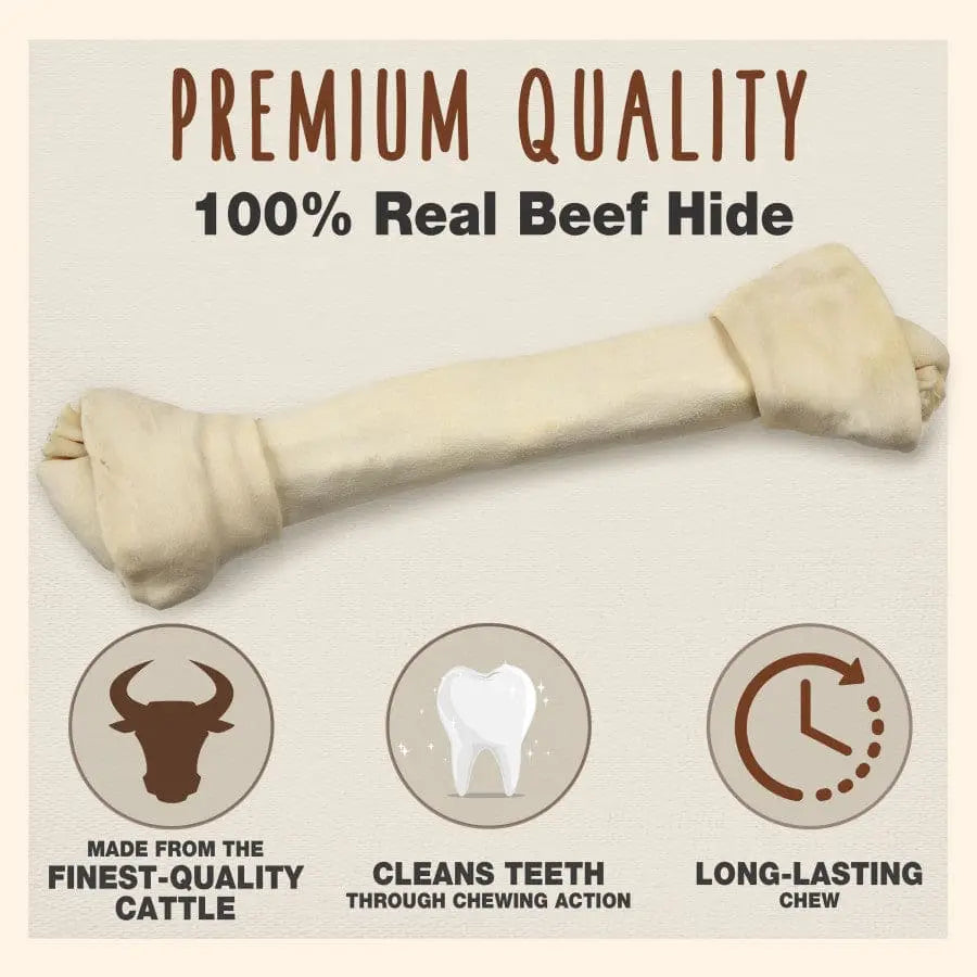 Original Cadet Premium Beef Hide Knotted Dog Chews in the Shape of a Knotted Bone