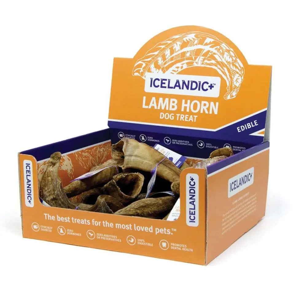Icelandic Premium Large Lamb Horns - 12 ct Display for Pets