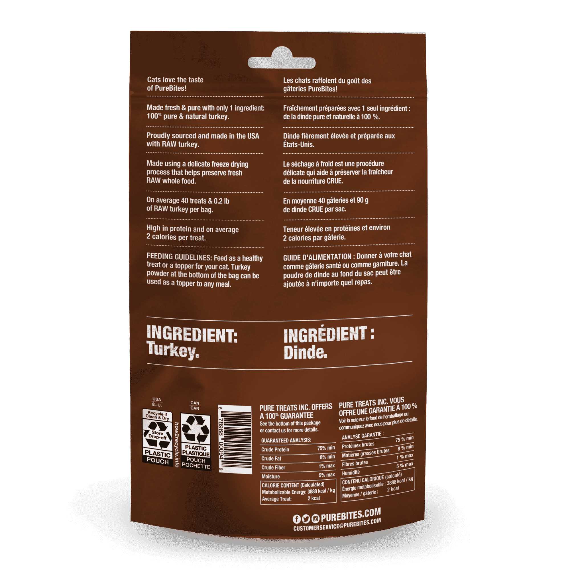 Premium PureBites Freeze - Dried Cat Treats Made from 100% Pure Turkey Breast, 0.92 oz