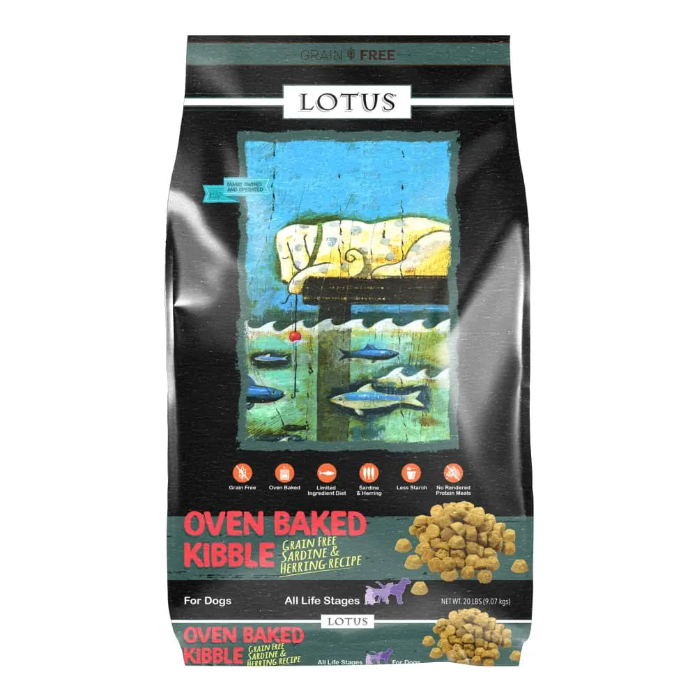 Lotus High - Quality Oven - Baked Grain - Free Sardine and Herring Formula Dry Dog Food for Canines of All Ages
