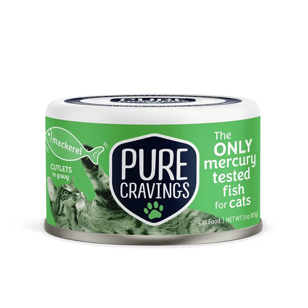 Pure Cravings - An Innovative New Brand of Wet Cat Food with Wild Mackerel Cutlets in Gravy