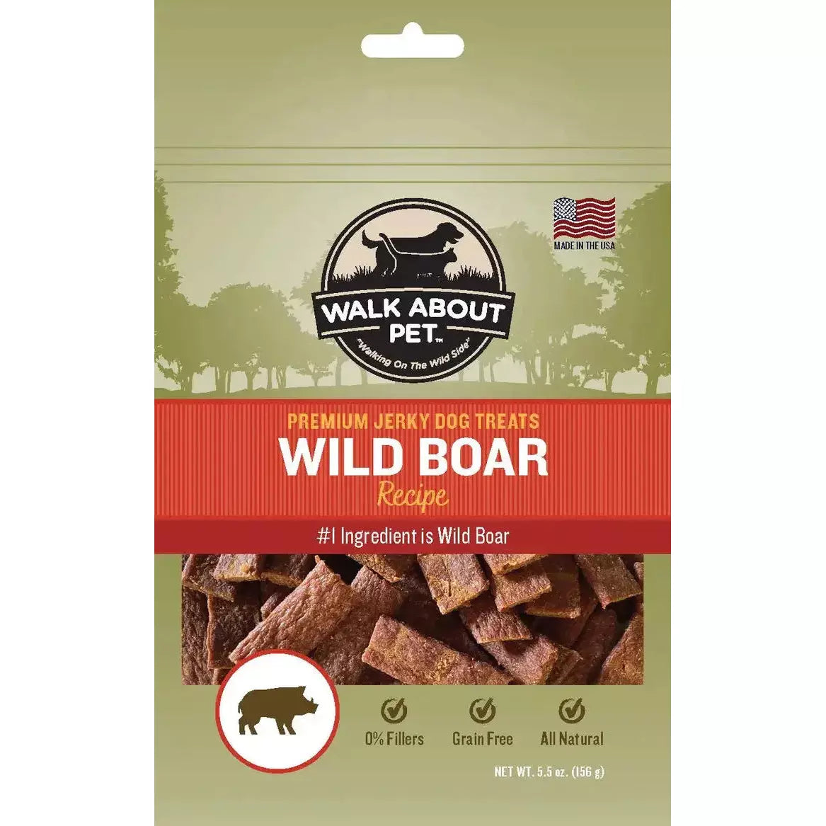 High - Quality Walk About Wild Boar Jerky Dog Treats for Canine Companions