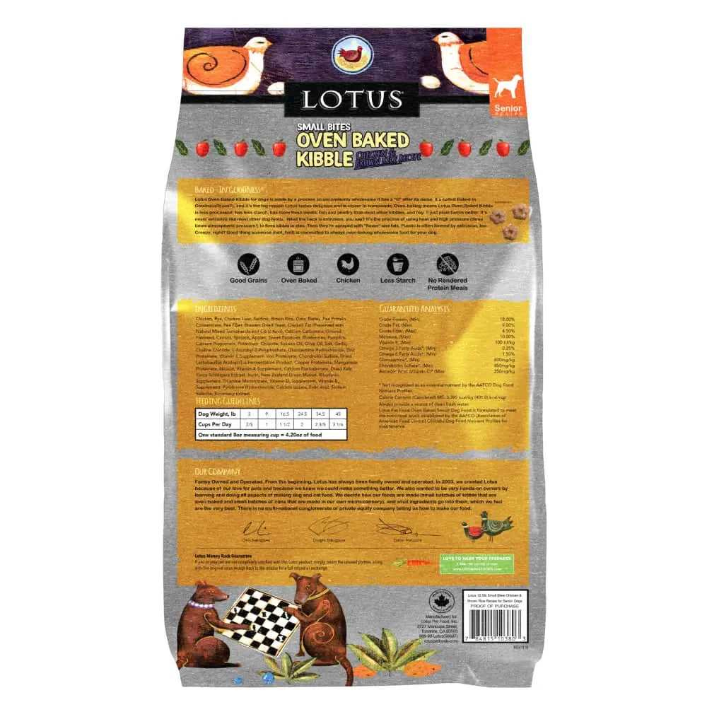 Lotus Premium Oven-Baked Dry Dog Food for Senior Dogs with Small Bites Recipe