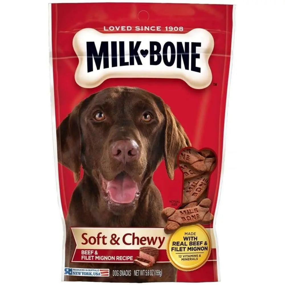 Milk-Bone Chewy Dog Treats - Beef & Filet Mignon Recipe, Single Pack, 5.6 Ounces