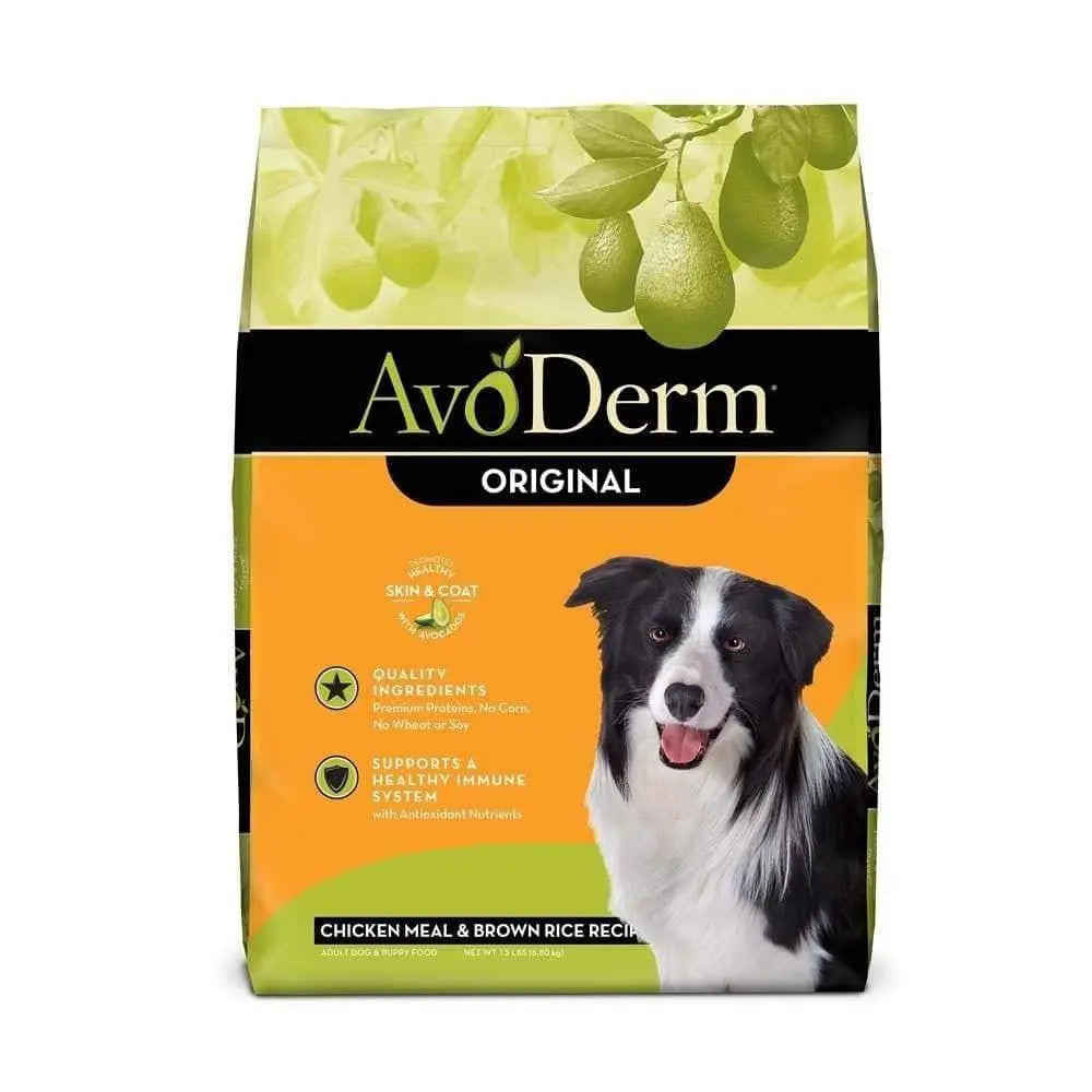 AvoDerm Premium Natural Dry Dog Food with Chicken Meal and Brown Rice