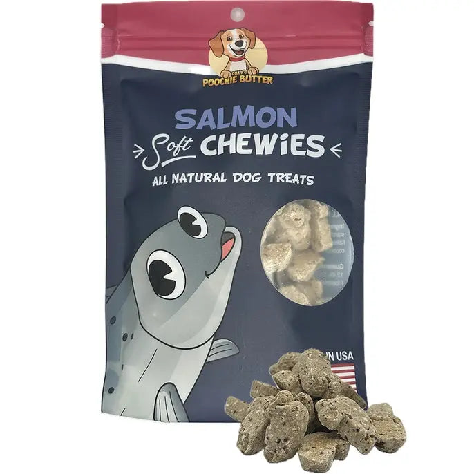 8oz Premium Poochie Butter Salmon and Coconut Flavored Soft Chewy Dog Snacks