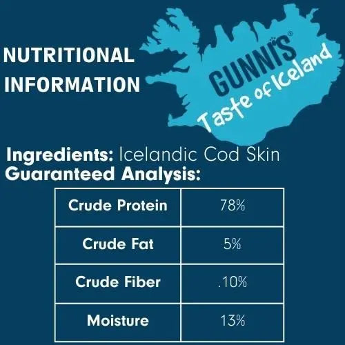 Gunni's All-Natural, Grain-Free Icelandic Cod Skin Dog Treats - 25 Count