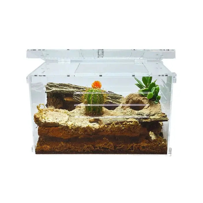 Large Transparent Acrylic Two-Way Enclosure for Reptile Breeding Terrarium Cage Tank