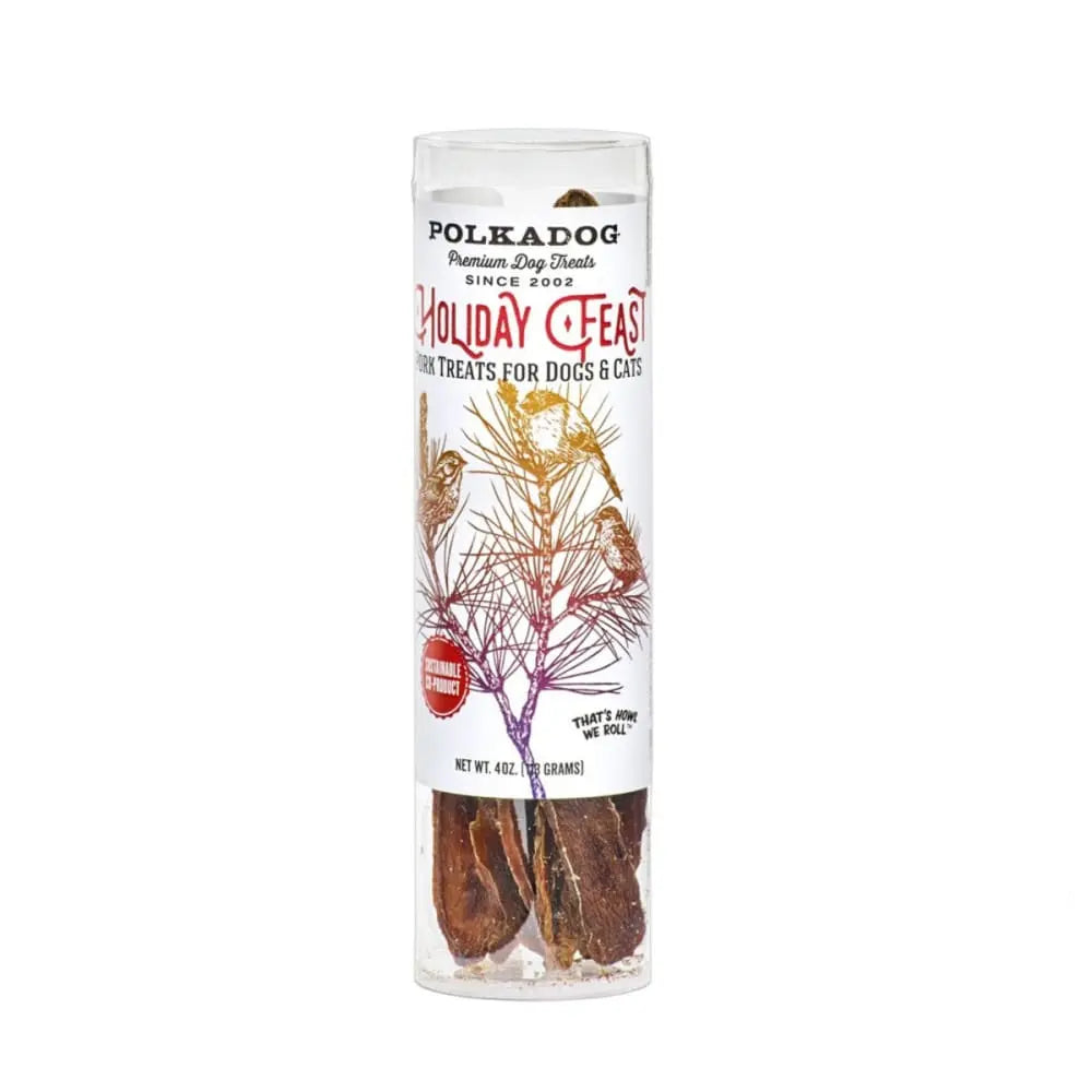 Polka Dog Holiday Tube: 4oz All - Natural Pork Kidney Treats for Dogs and Cats
