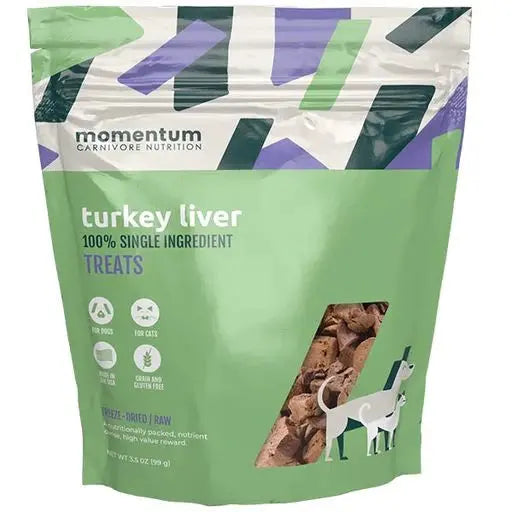 High - Quality Momentum Carnivore Nutrition Freeze - Dried Raw Turkey Liver Dog Treats, 3.5 Ounces