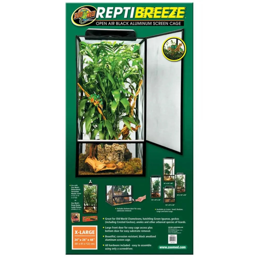Zoo Med Reptile Open - Air Aluminum Screen Cage in Elegant Black Color