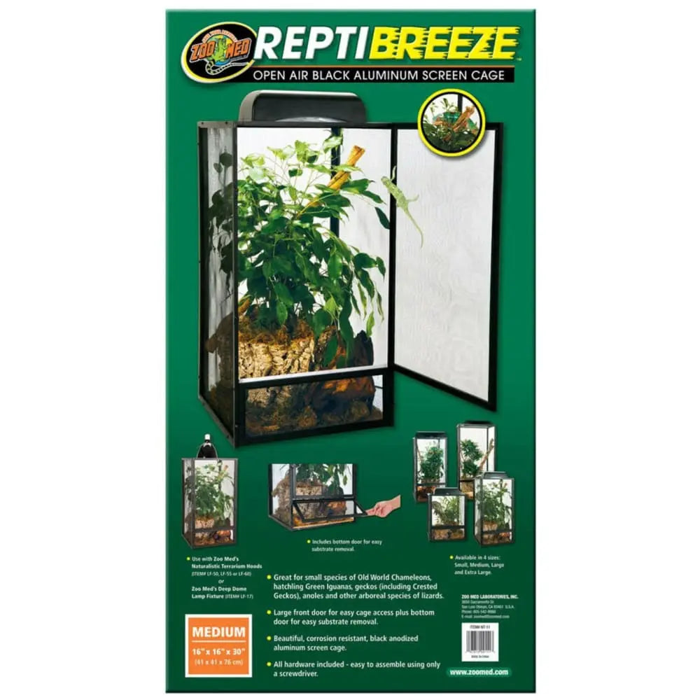 Zoo Med Reptile Open - Air Aluminum Screen Cage in Elegant Black Color